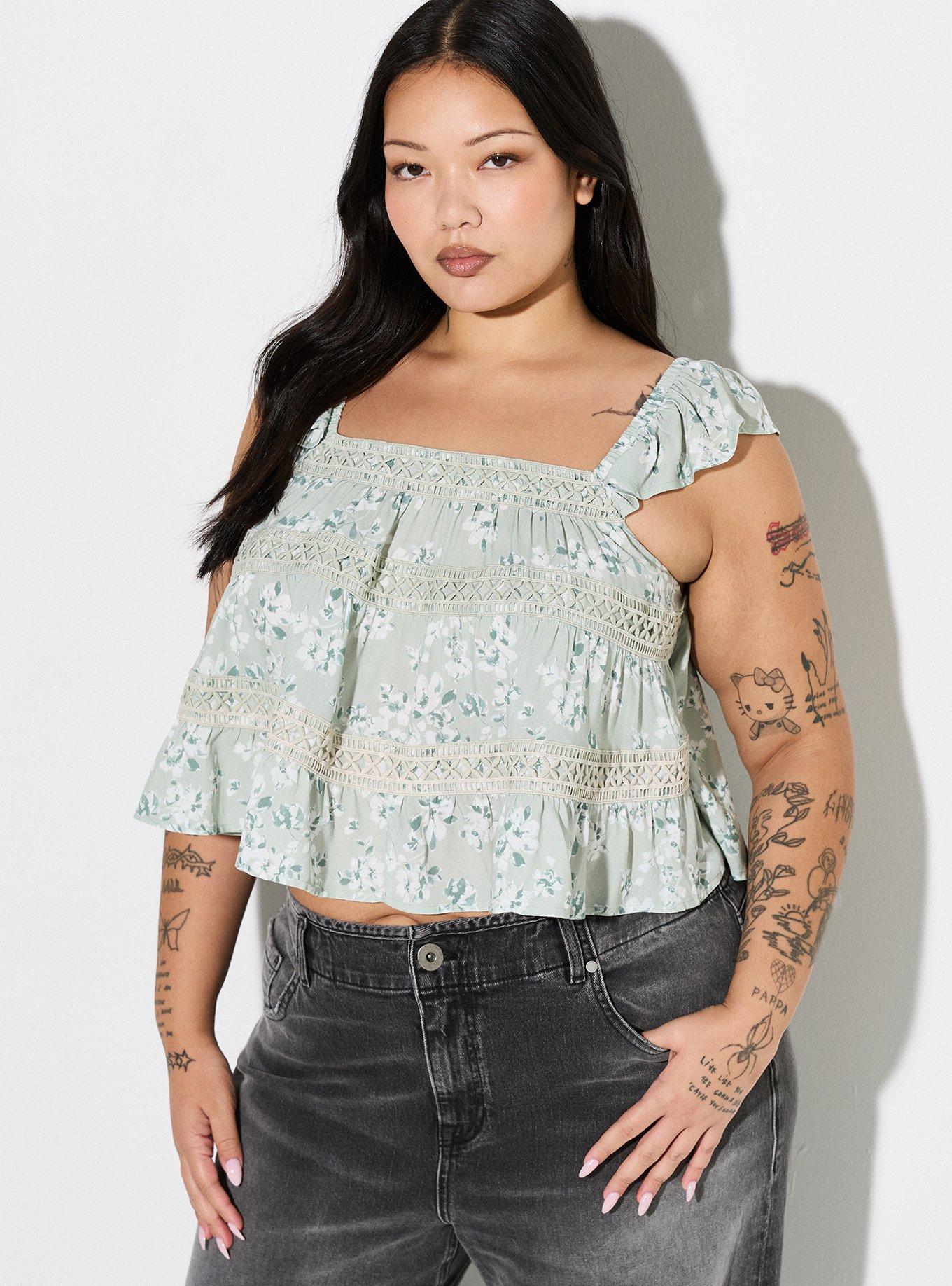 LOVESICK TIERED SWING TOP, PAINTED FLORAL DESERT SAGE, alternate