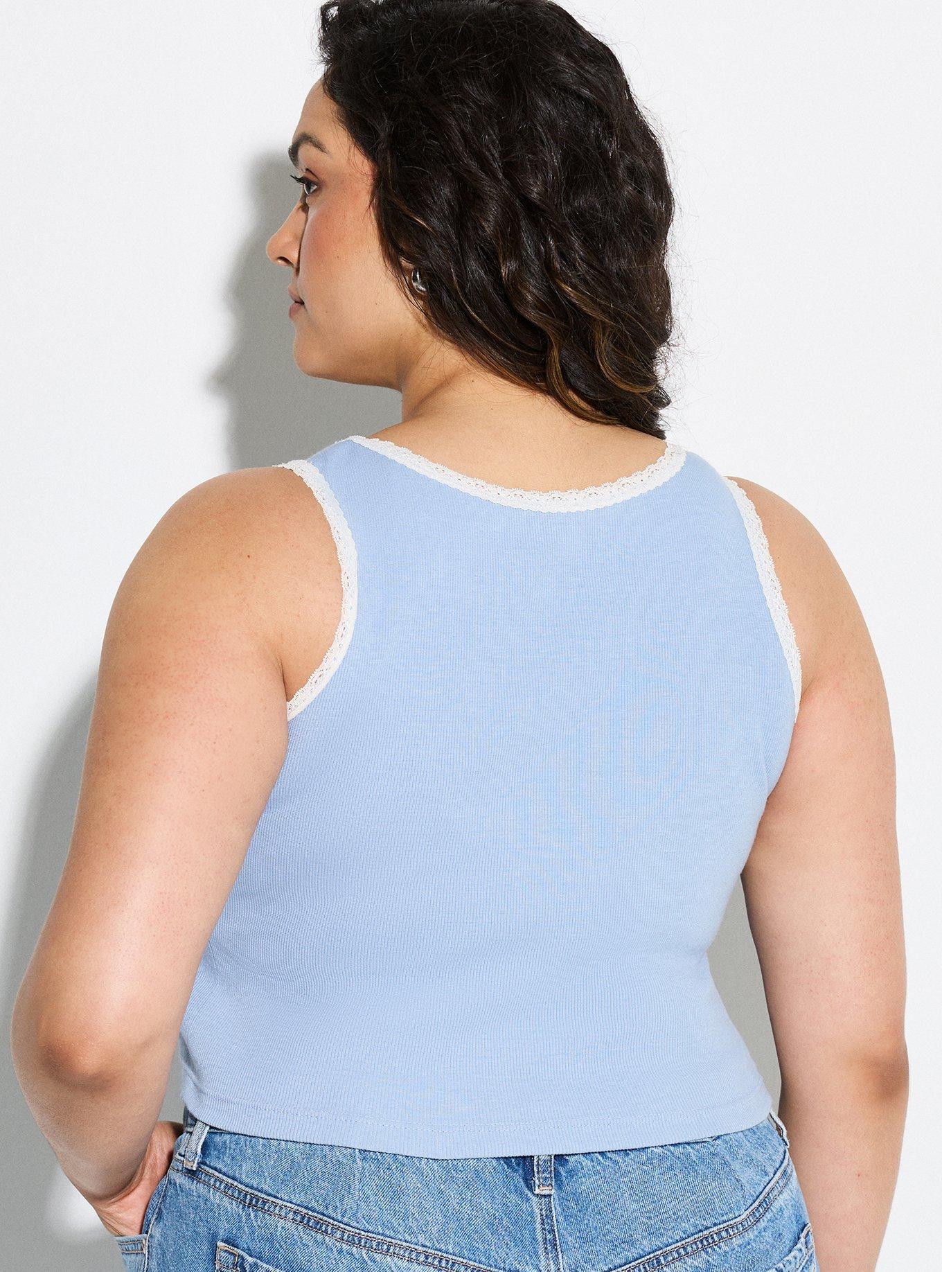 LoveSick Lace Trim Crop Tank, MARTINI BOW FOREVER BLUE, alternate