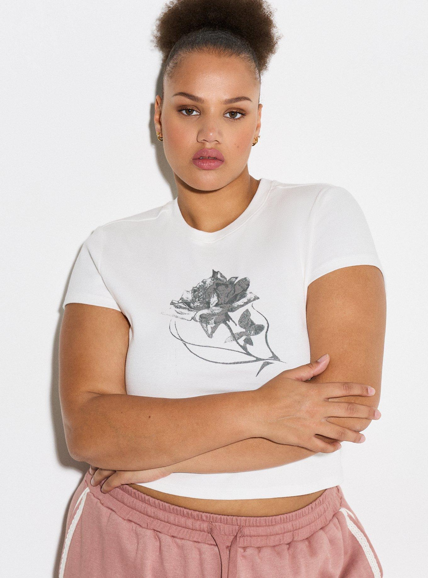LoveSick Cropped Baby Tee, FLORAL ICON BRIGHT WHITE, alternate