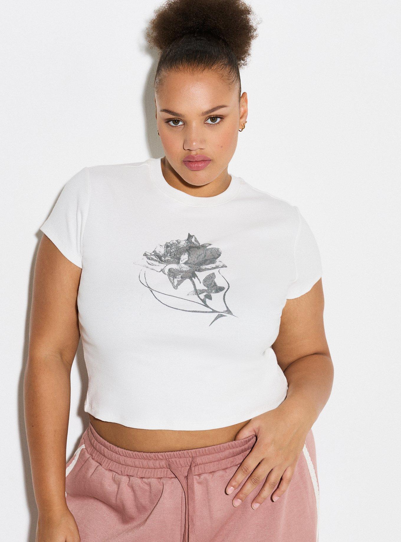 LoveSick Cropped Baby Tee, FLORAL ICON BRIGHT WHITE, hi-res