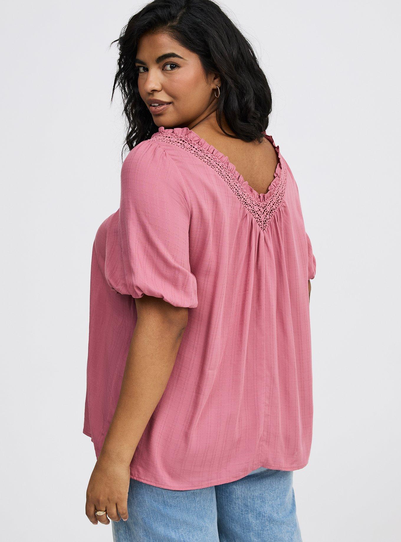 Crosshatch Dobby Lace-Trim Top