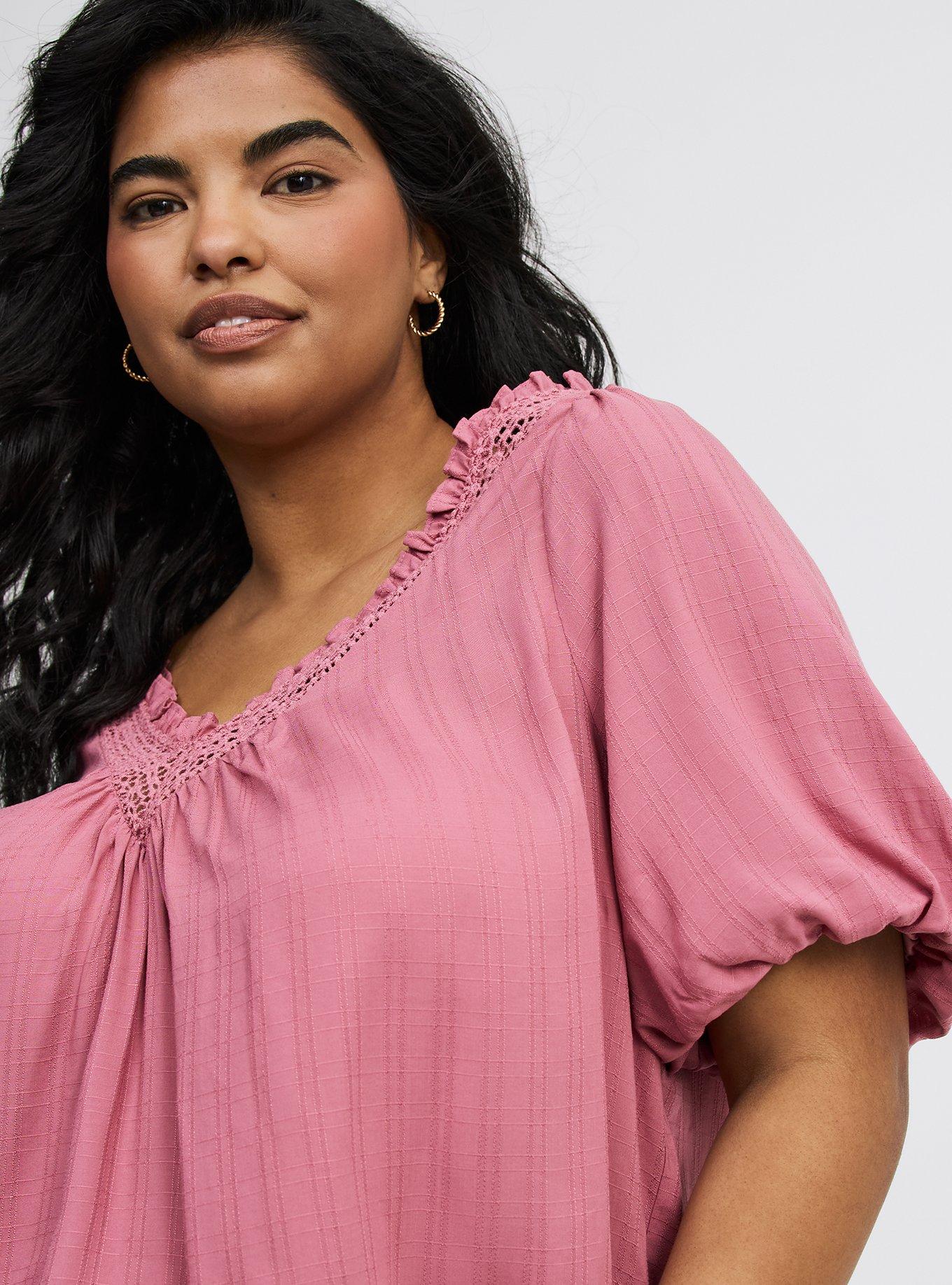 Crosshatch Dobby Lace-Trim Top