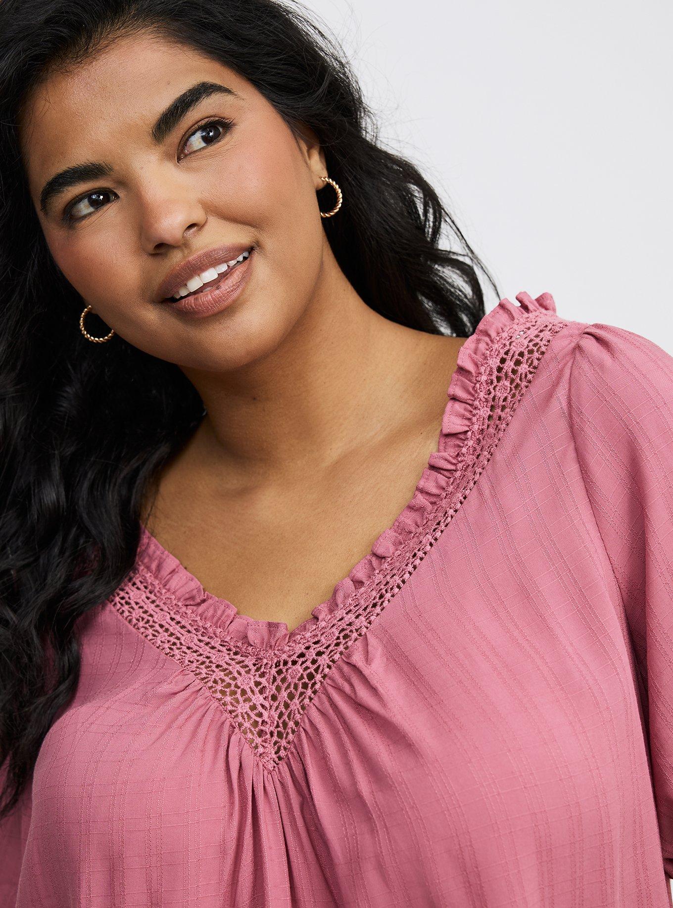 Crosshatch Dobby Lace-Trim Top
