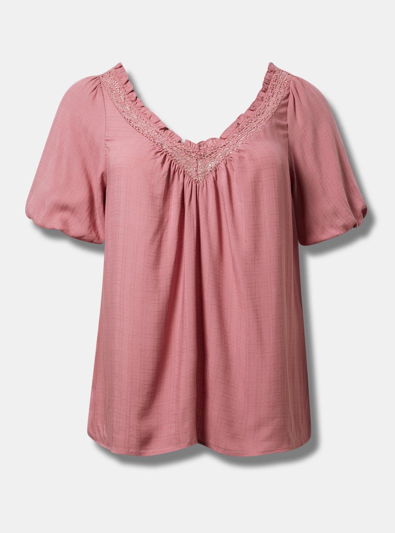 Crosshatch Dobby Lace-Trim Top