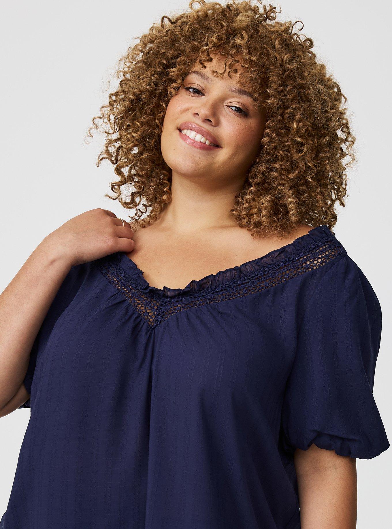 Crosshatch Dobby Lace-Trim Top