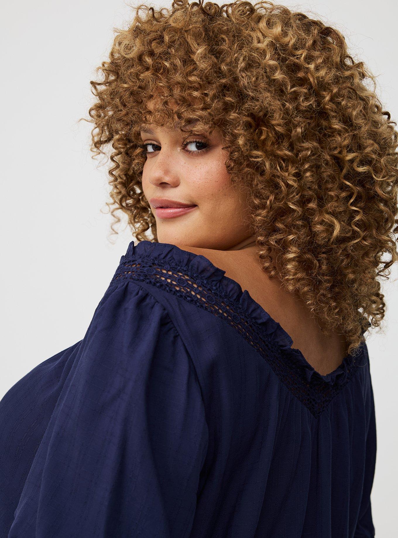 Crosshatch Dobby Lace-Trim Top