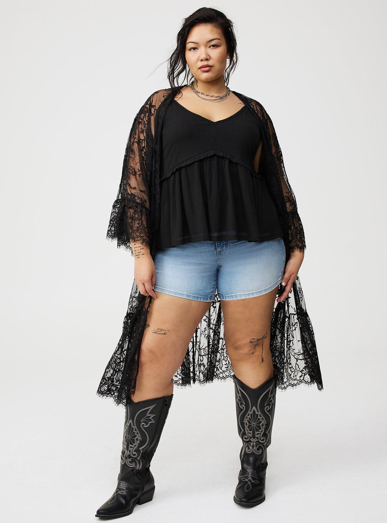Lace Scallop-Trim Kimono