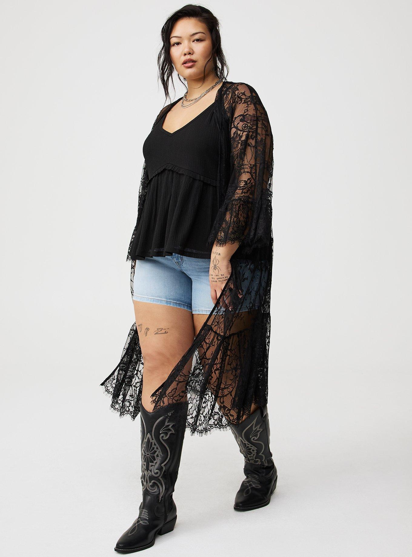 Lace Scallop-Trim Kimono