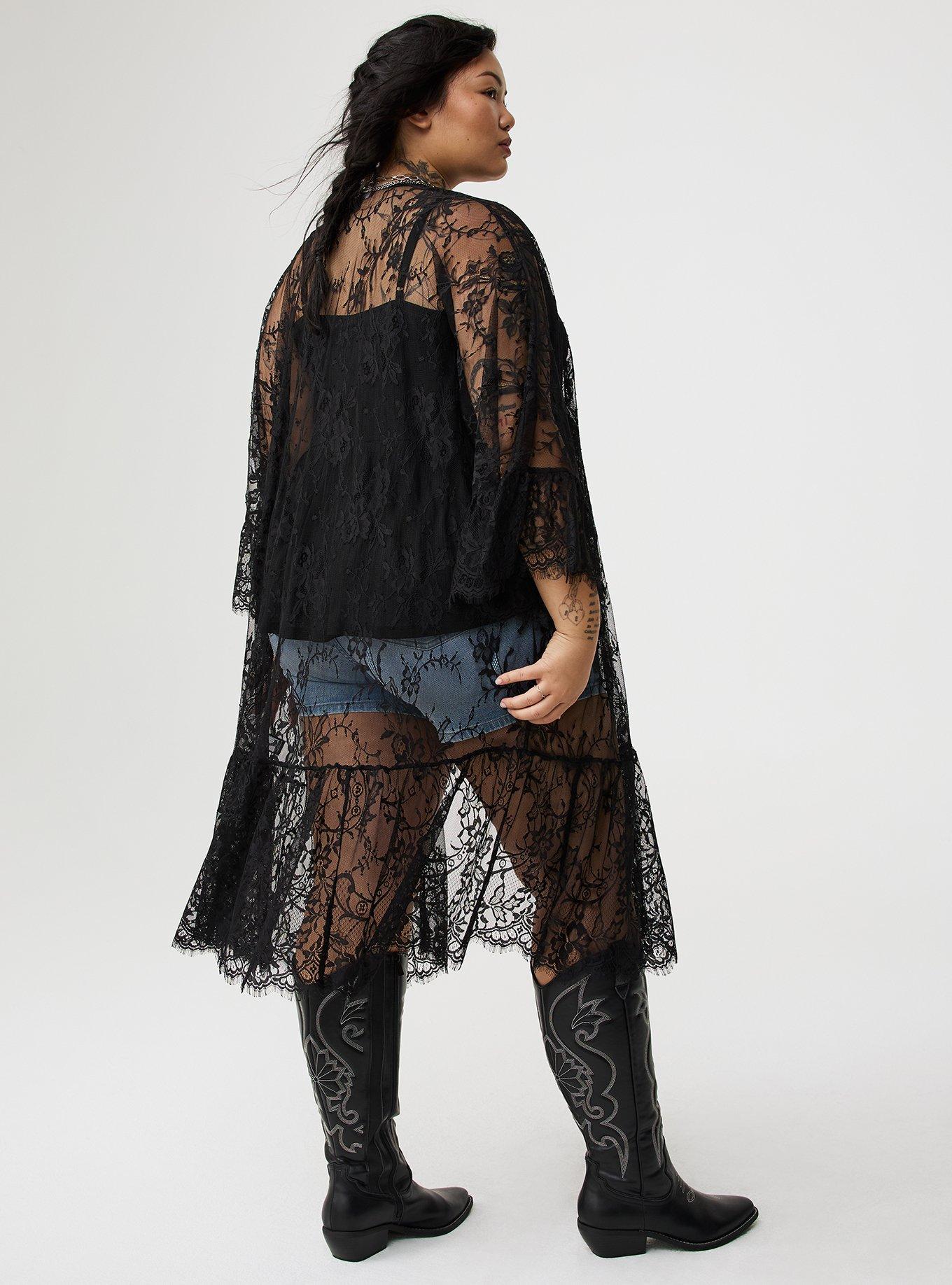 Lace Scallop-Trim Kimono