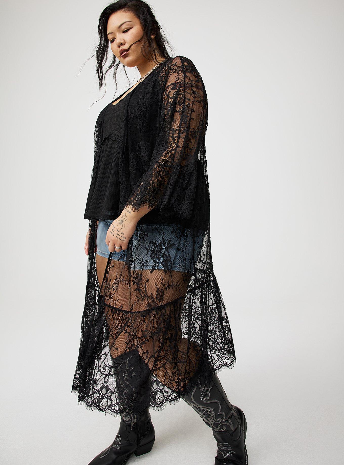 Lace Scallop-Trim Kimono