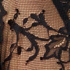 Plus Size Lace Scallop-Trim Kimono, DEEP BLACK, swatch