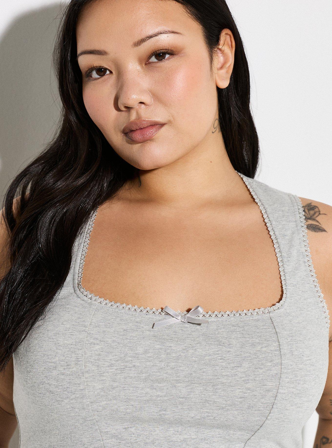 LoveSick Corset Tank, HEATHER GRAY, alternate