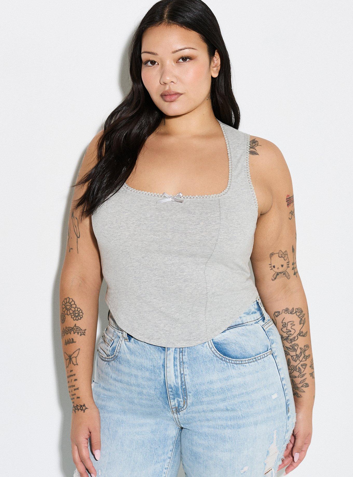 LoveSick Corset Tank, HEATHER GRAY, alternate