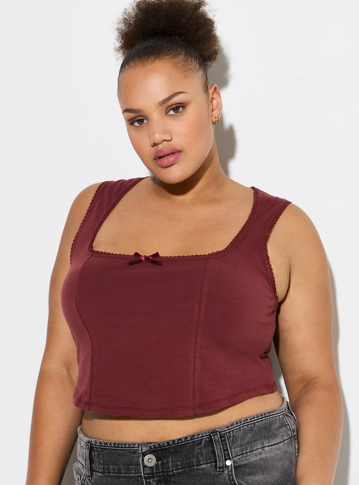 LoveSick Corset Tank, RED MAHOGANY, hi-res