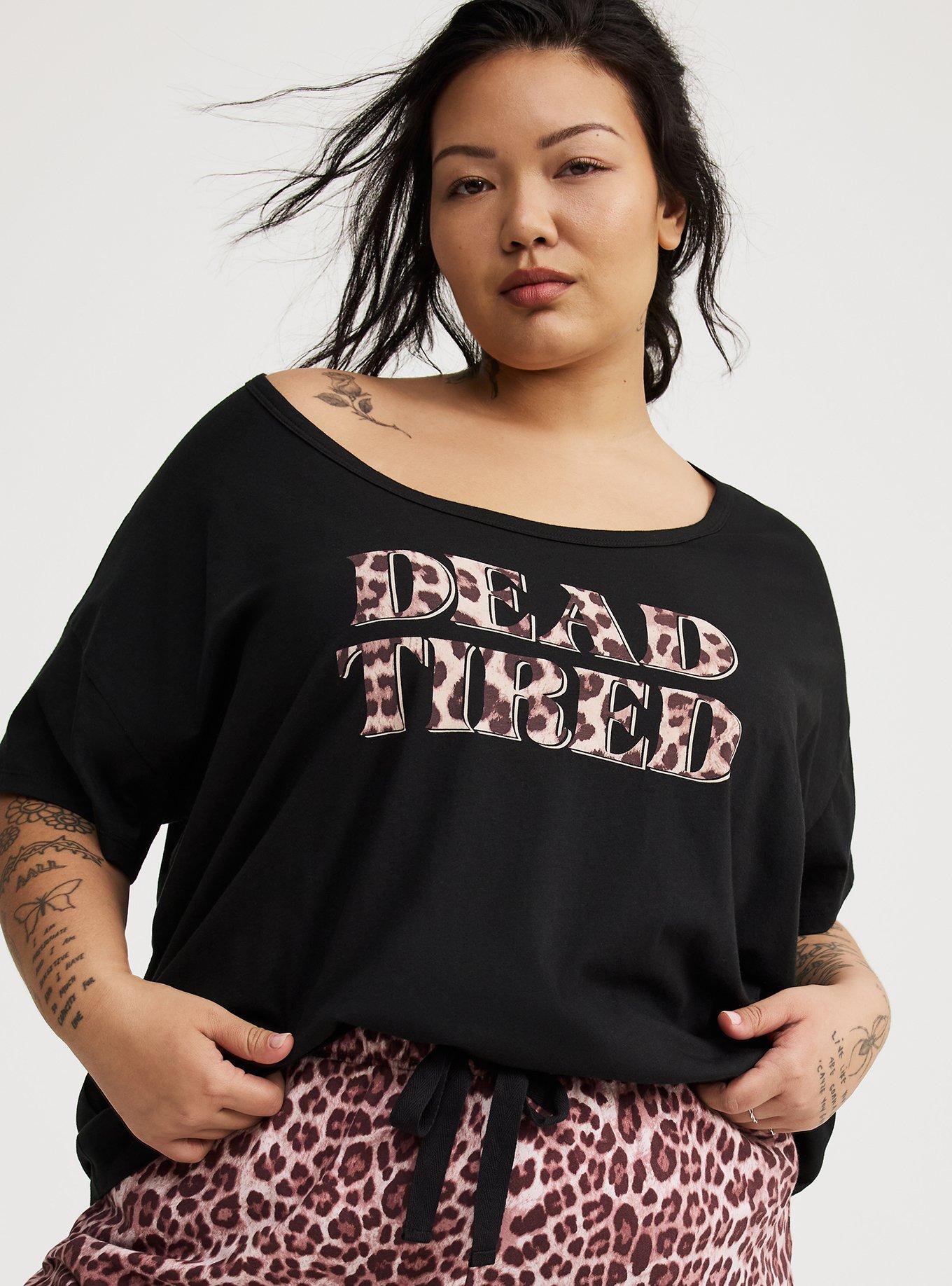 Lightweight Cotton Jersey Sleep Tee in Black