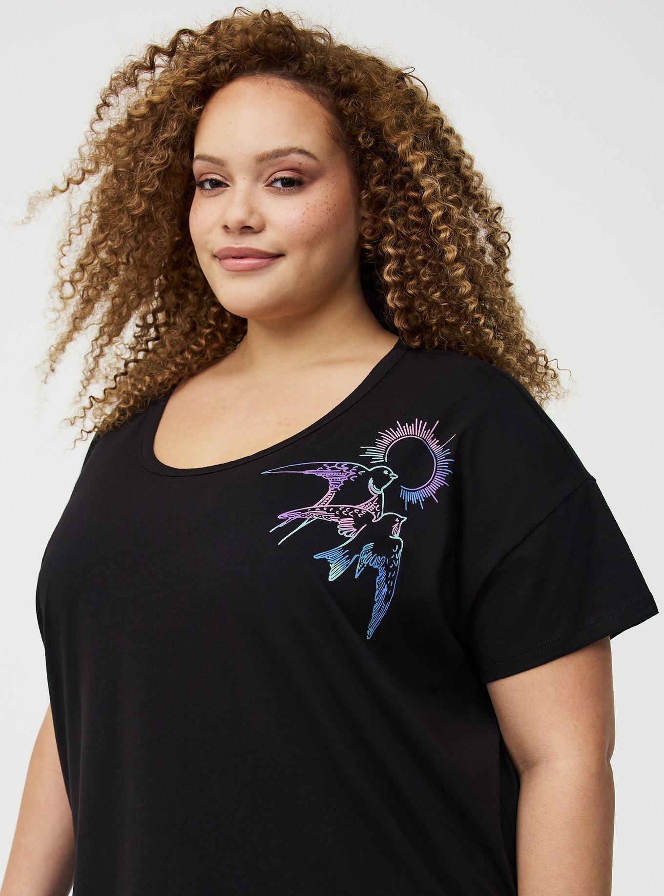 Light Weight Cotton Jersey Sleep Tee, SWALLOW RAINBOW, alternate