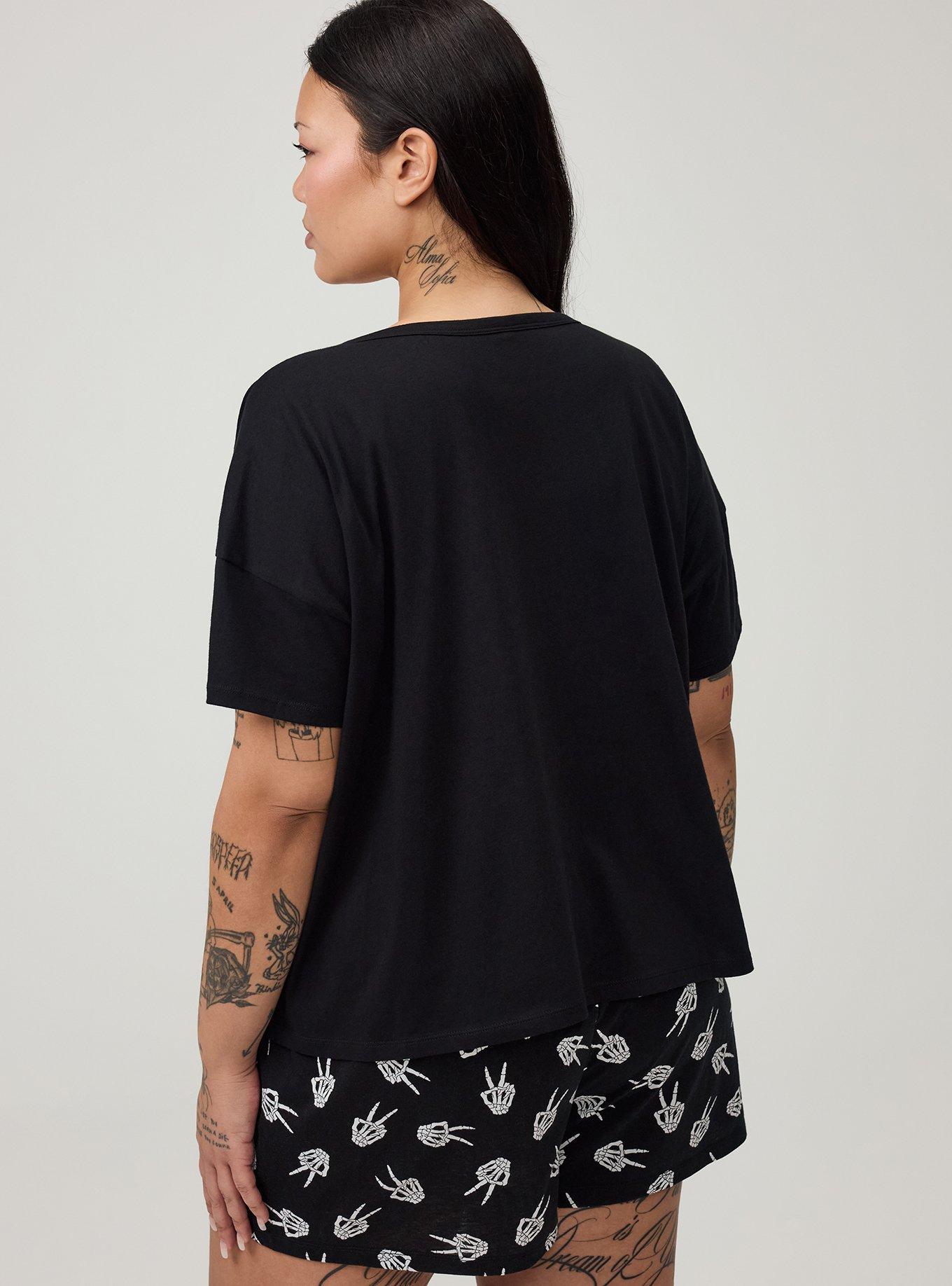 Lightweight Cotton Jersey Sleep Tee, SLEEP ALL DAY SKELLY BLACK, alternate