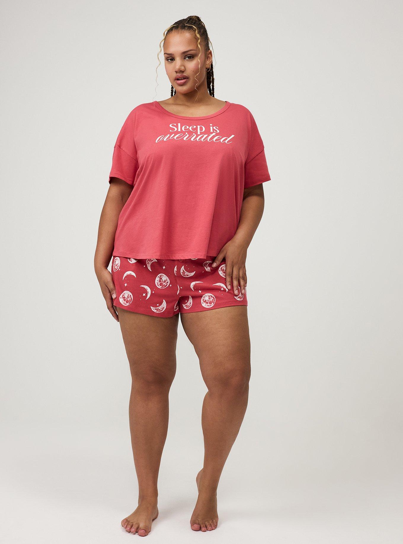 Lightweight Cotton Jersey Sleep Tee, SLEEP IS OVERRATED PINK, alternate