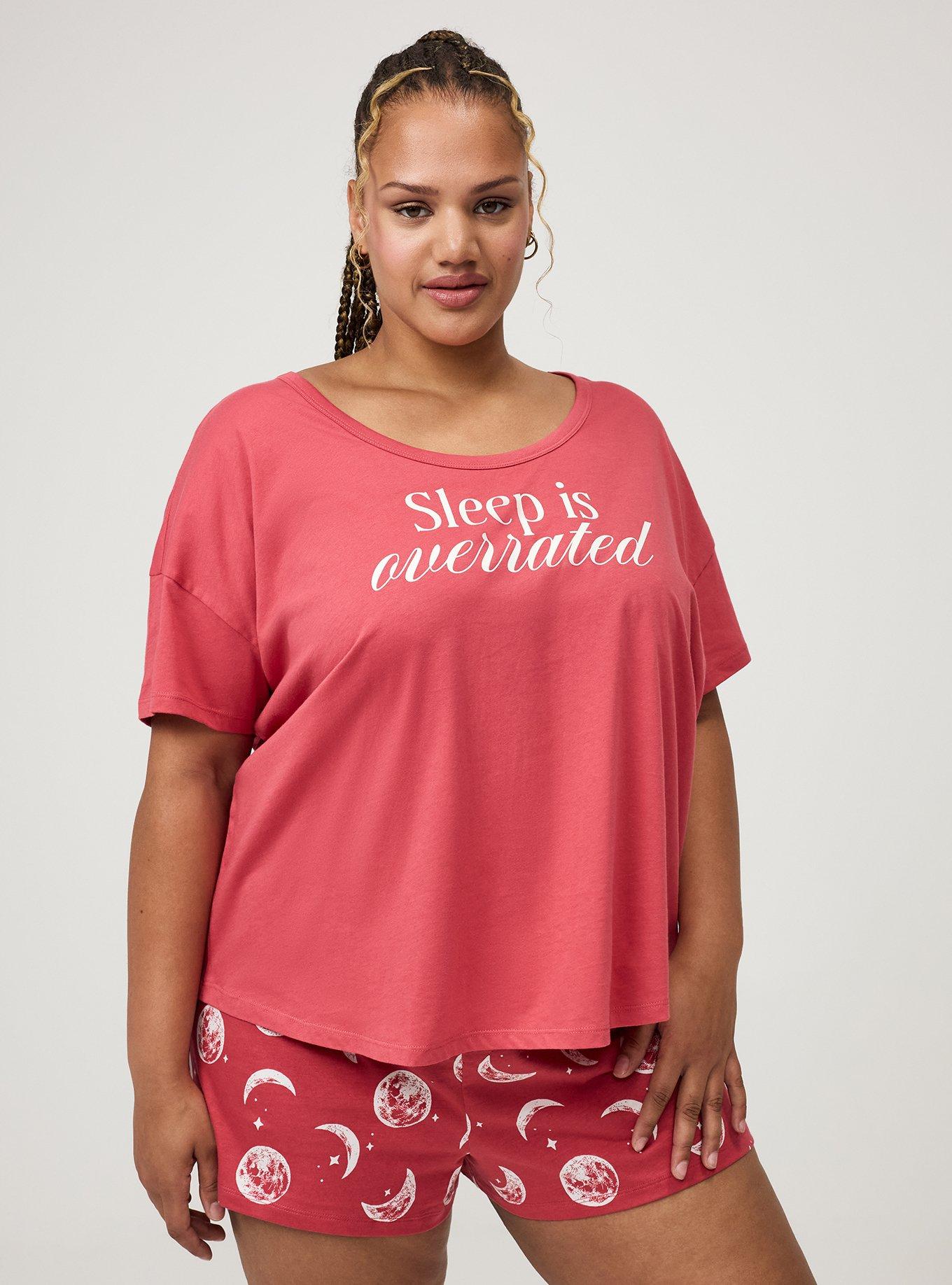 Lightweight Cotton Jersey Sleep Tee, SLEEP IS OVERRATED PINK, hi-res