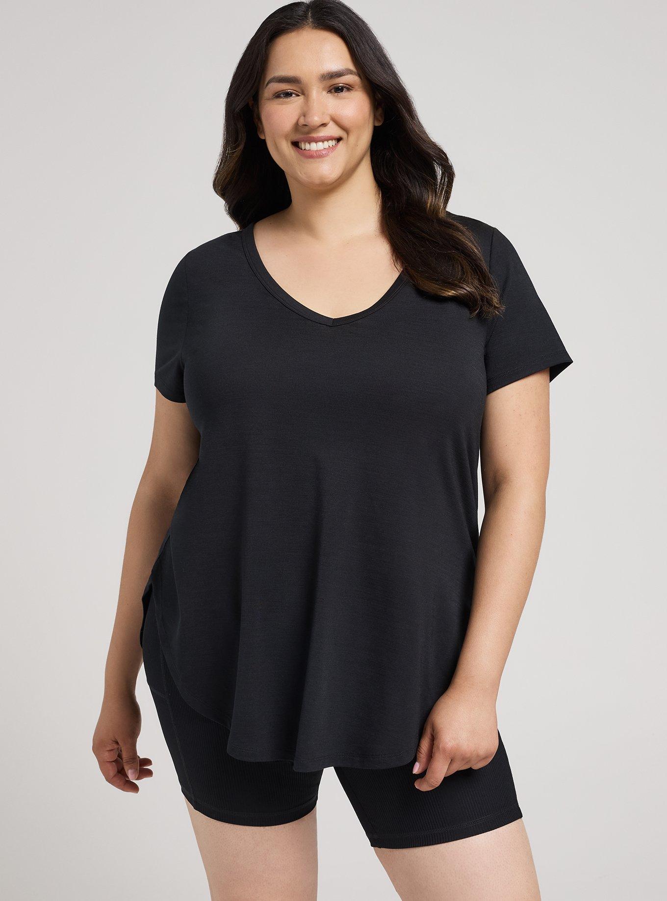 TRU V-Neck Active Tunic Tee, DEEP BLACK, alternate