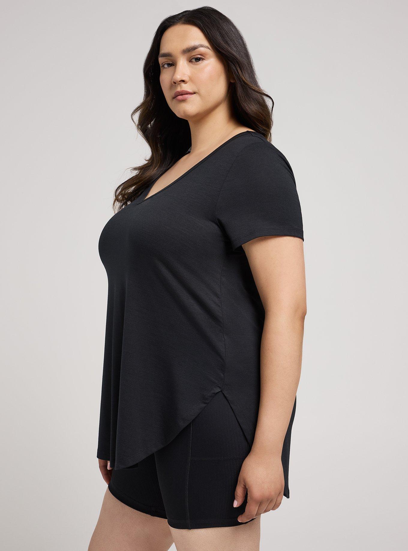TRU V-Neck Active Tunic Tee, DEEP BLACK, alternate