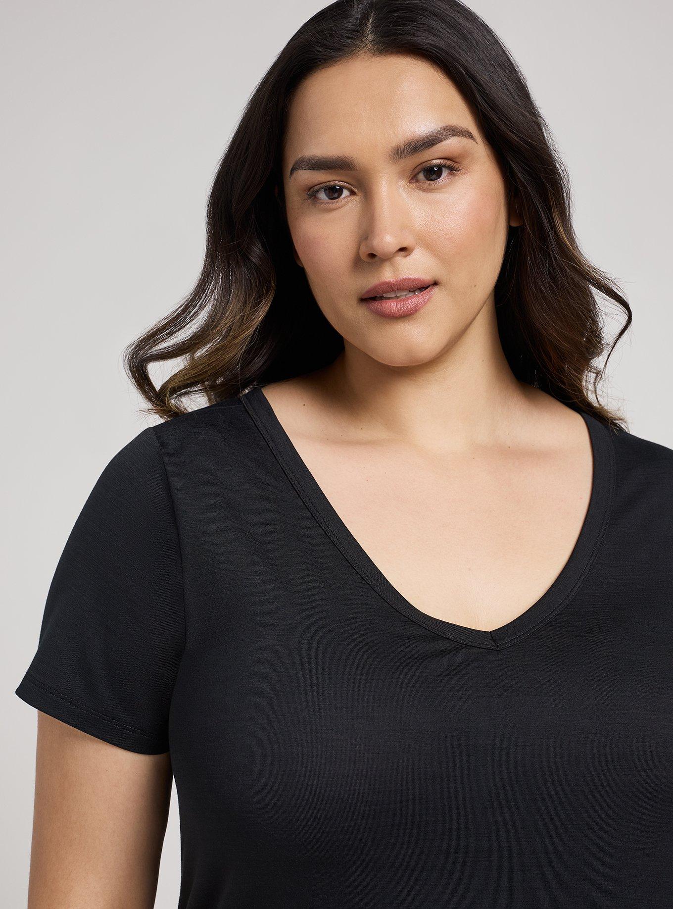 TRU V-Neck Active Tunic Tee, DEEP BLACK, alternate