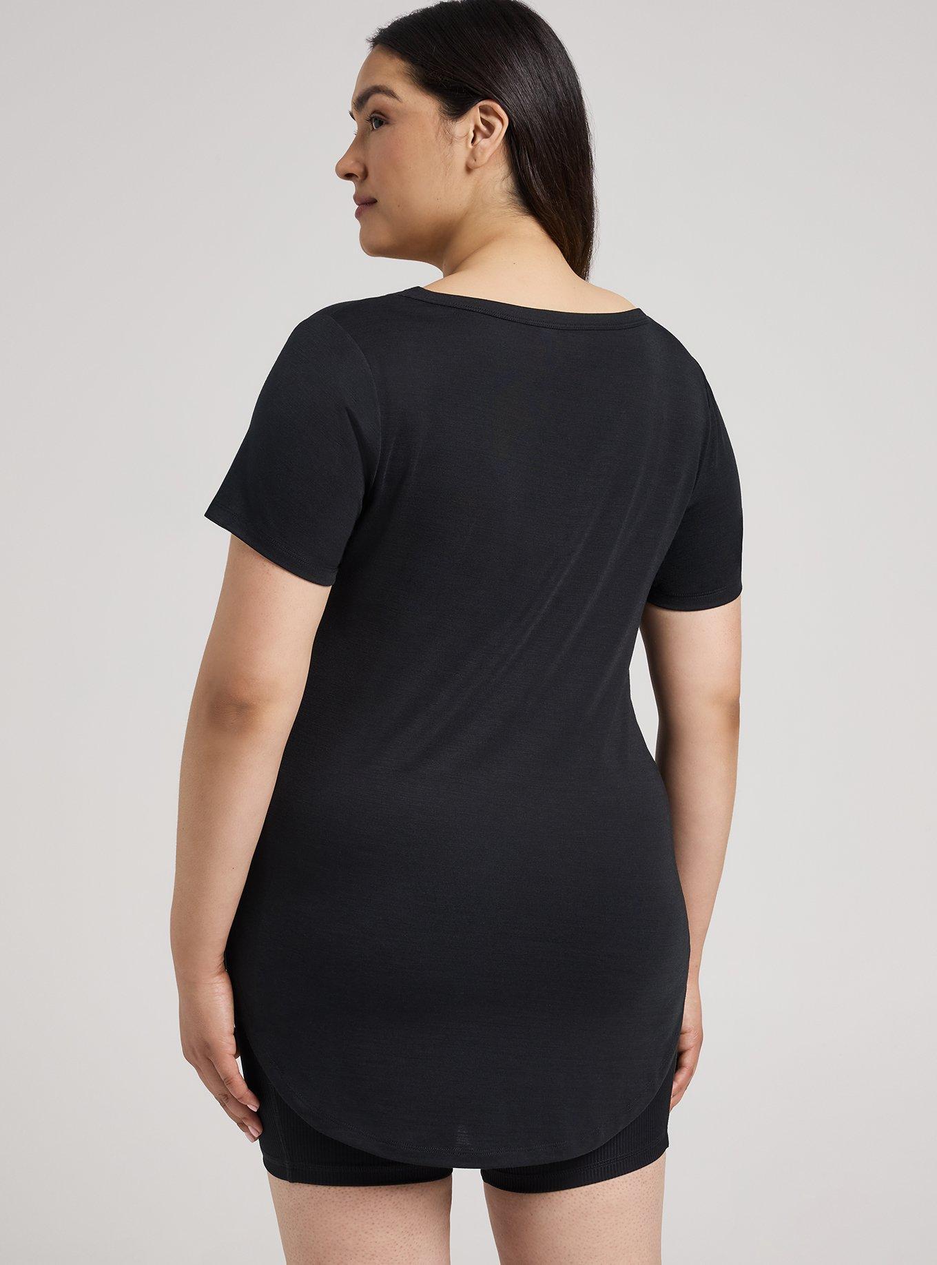 TRU V-Neck Active Tunic Tee, DEEP BLACK, alternate