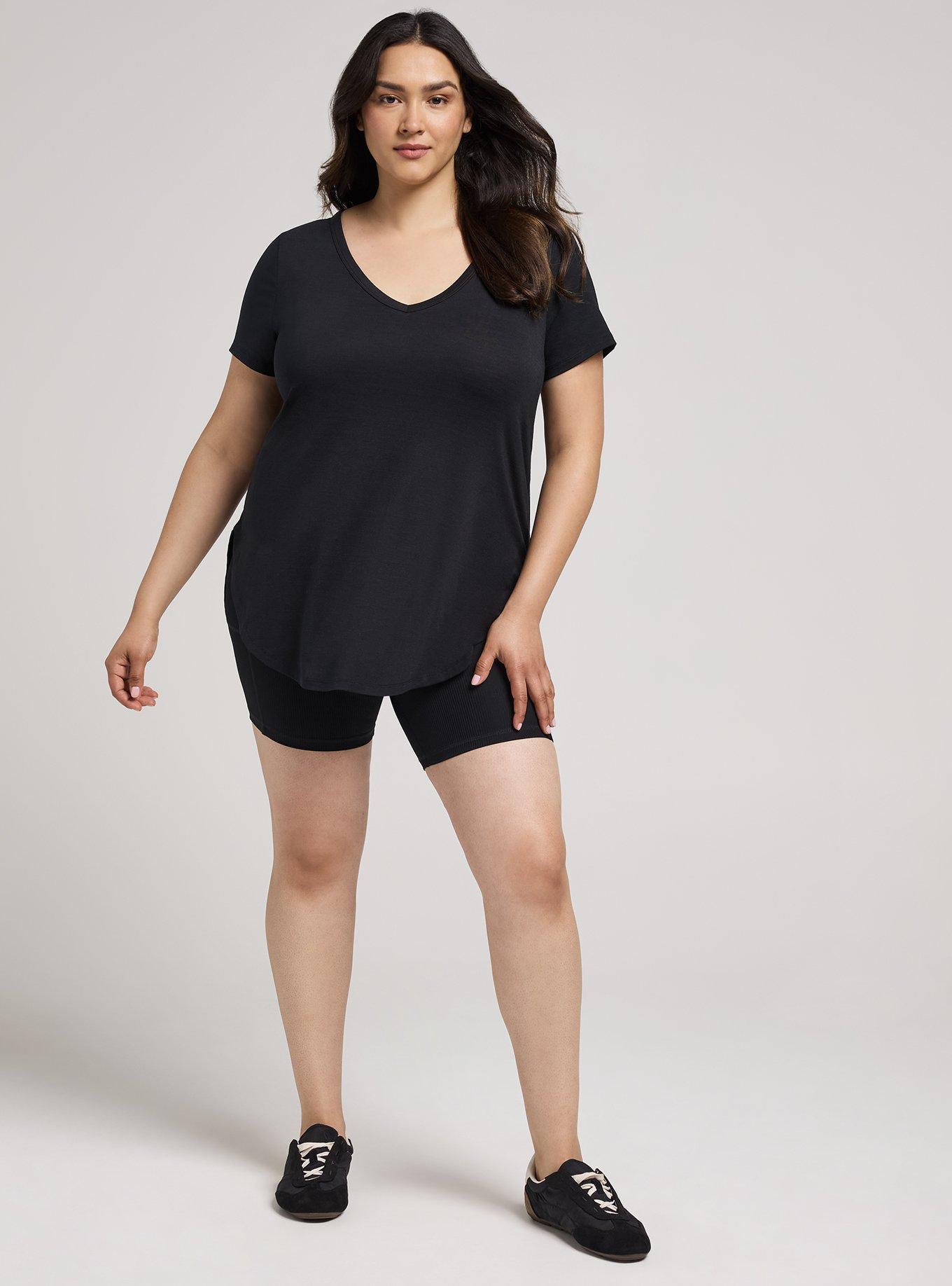 TRU V-Neck Active Tunic Tee, DEEP BLACK, alternate