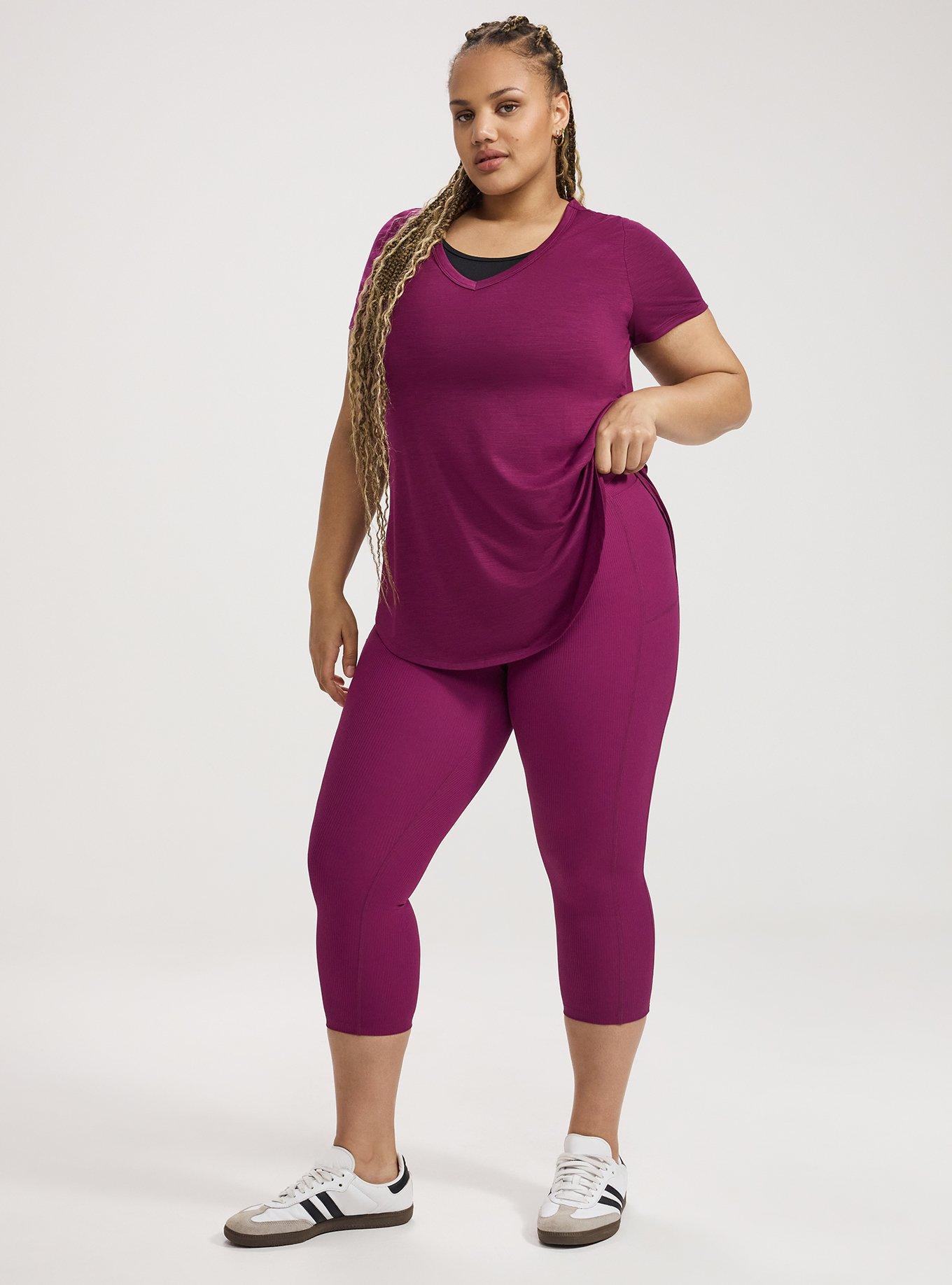 TRU V-Neck Active Tunic Tee, PLUM CASPIA, alternate