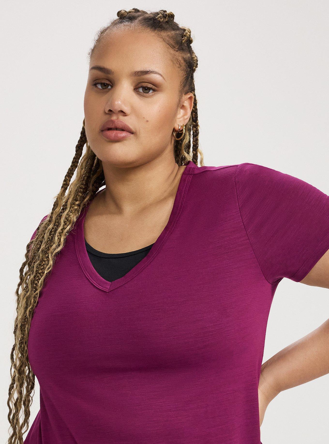 TRU V-Neck Active Tunic Tee, PLUM CASPIA, alternate