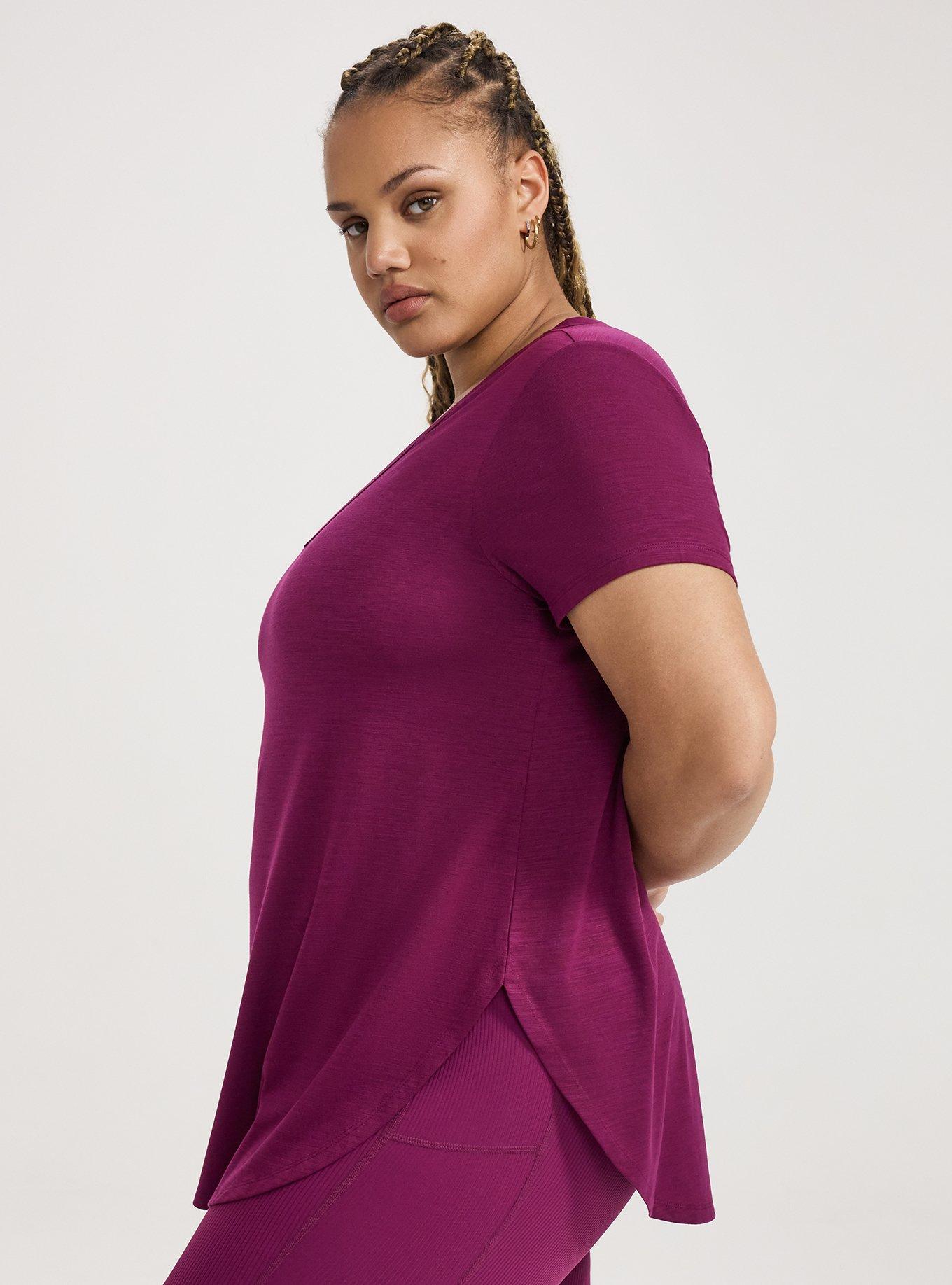 TRU V-Neck Active Tunic Tee, PLUM CASPIA, alternate