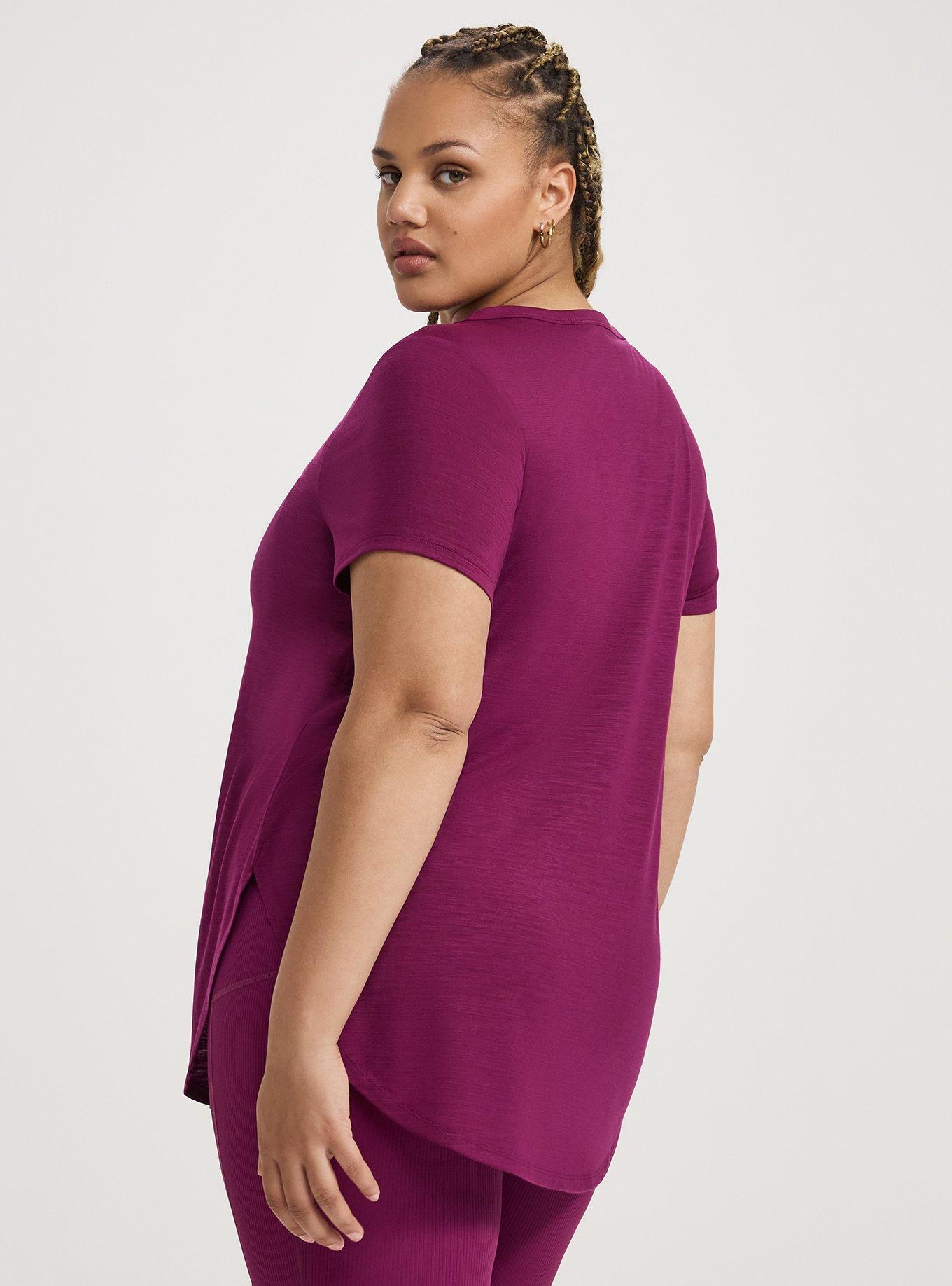 TRU V-Neck Active Tunic Tee, PLUM CASPIA, alternate