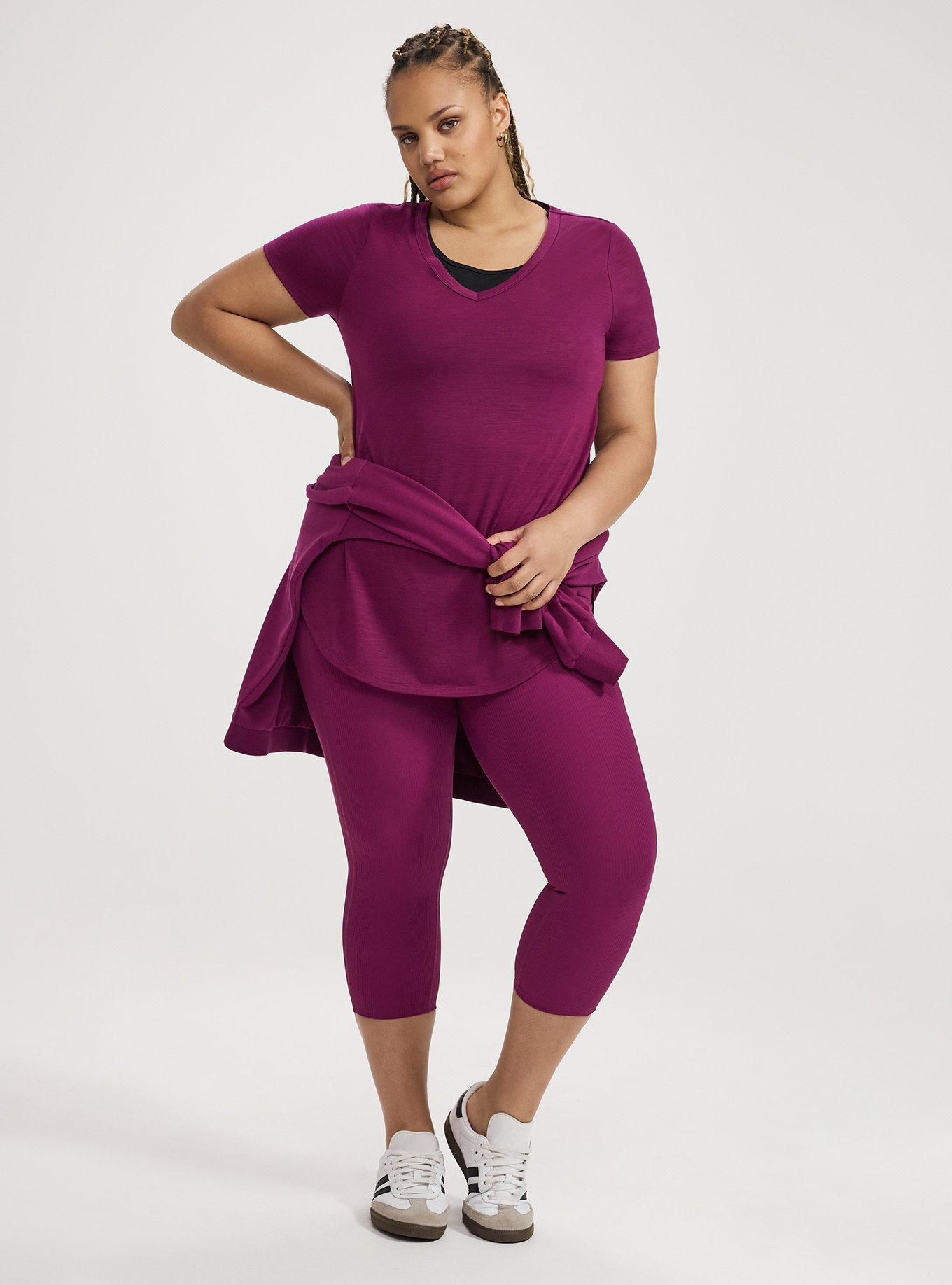 TRU V-Neck Active Tunic Tee, PLUM CASPIA, alternate