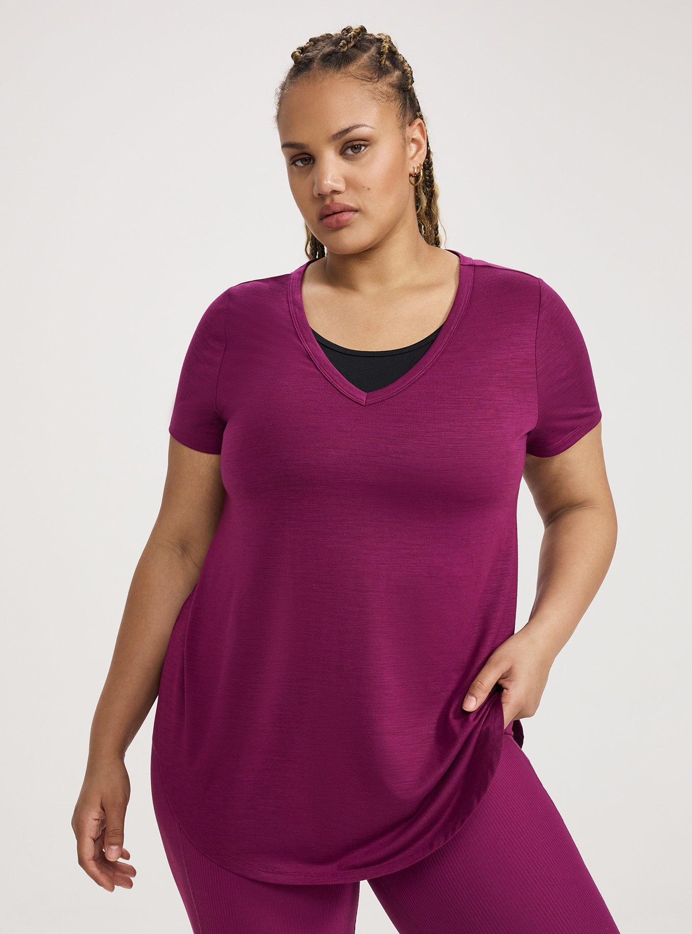 TRU V-Neck Active Tunic Tee, PLUM CASPIA, hi-res