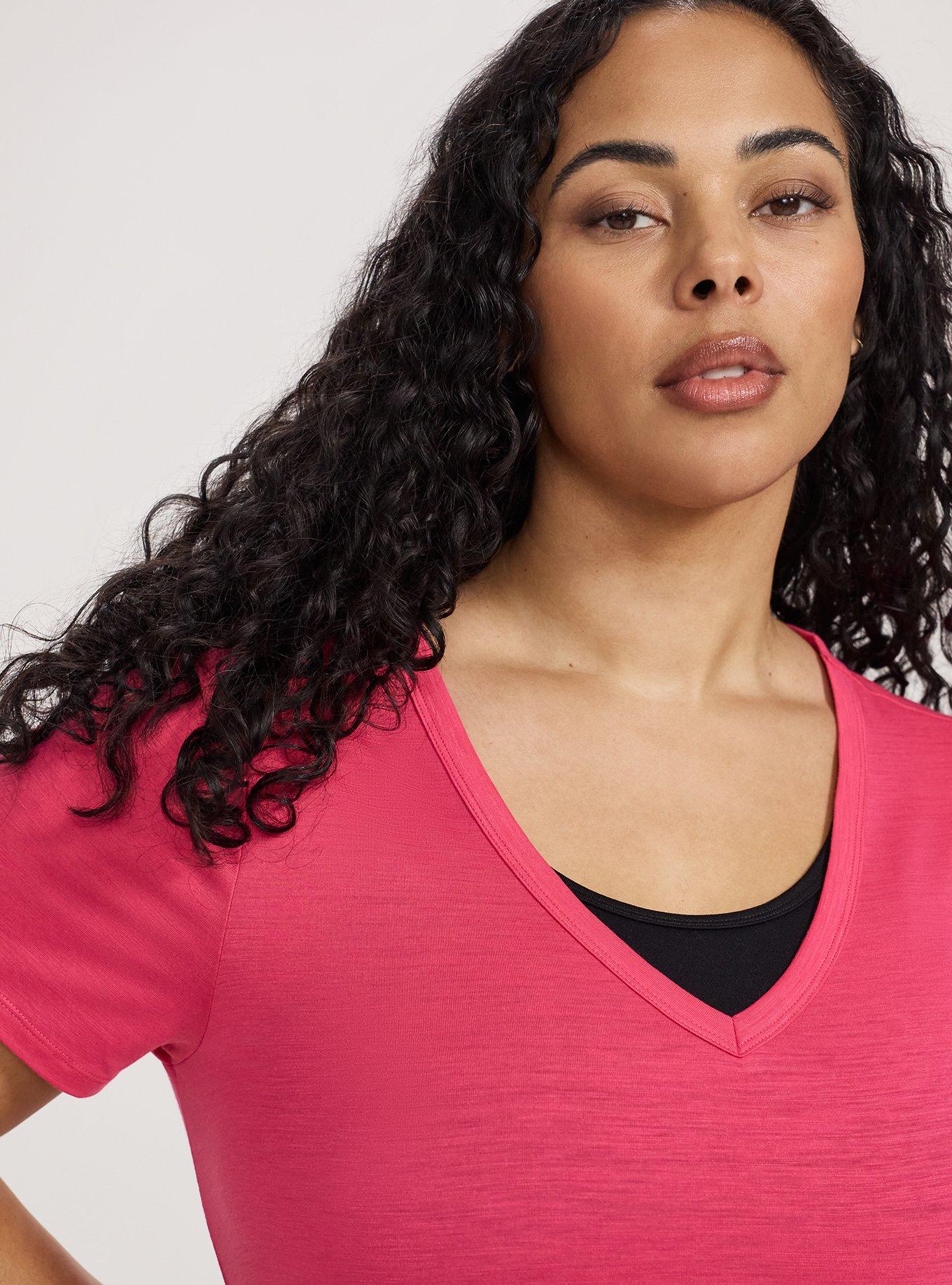 TRU V-Neck Active Tunic Tee, BEET ROOT PURPLE PINK, alternate