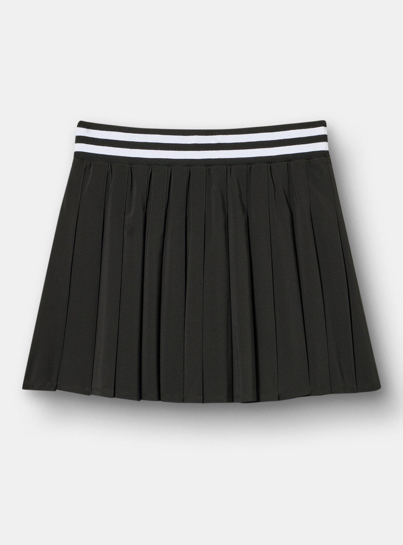 TRU Stretch Woven Pleated Active Skirt With Bike Short, BLACK, hi-res