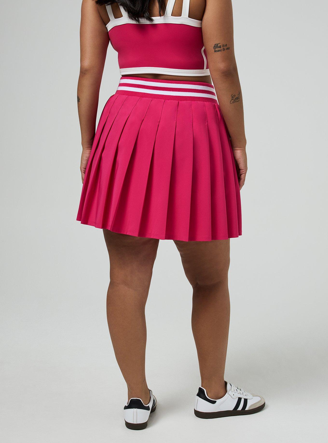 TRU Stretch Woven Pleated Active Skirt With Bike Short, PINK PEACOCK, alternate