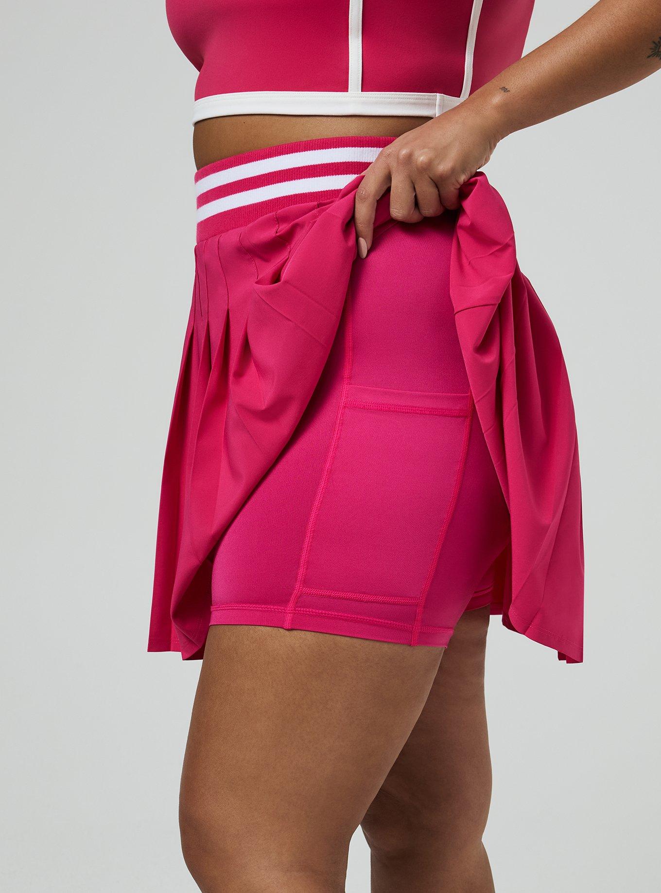 TRU Stretch Woven Pleated Active Skirt With Bike Short, PINK PEACOCK, alternate