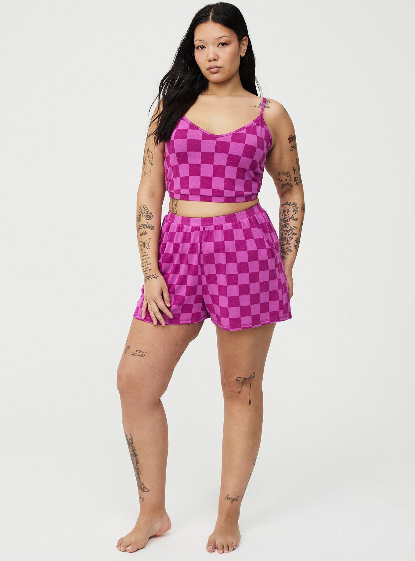 Terry Crop Lounge Cami, SUNNY CHECK PURPLE, alternate