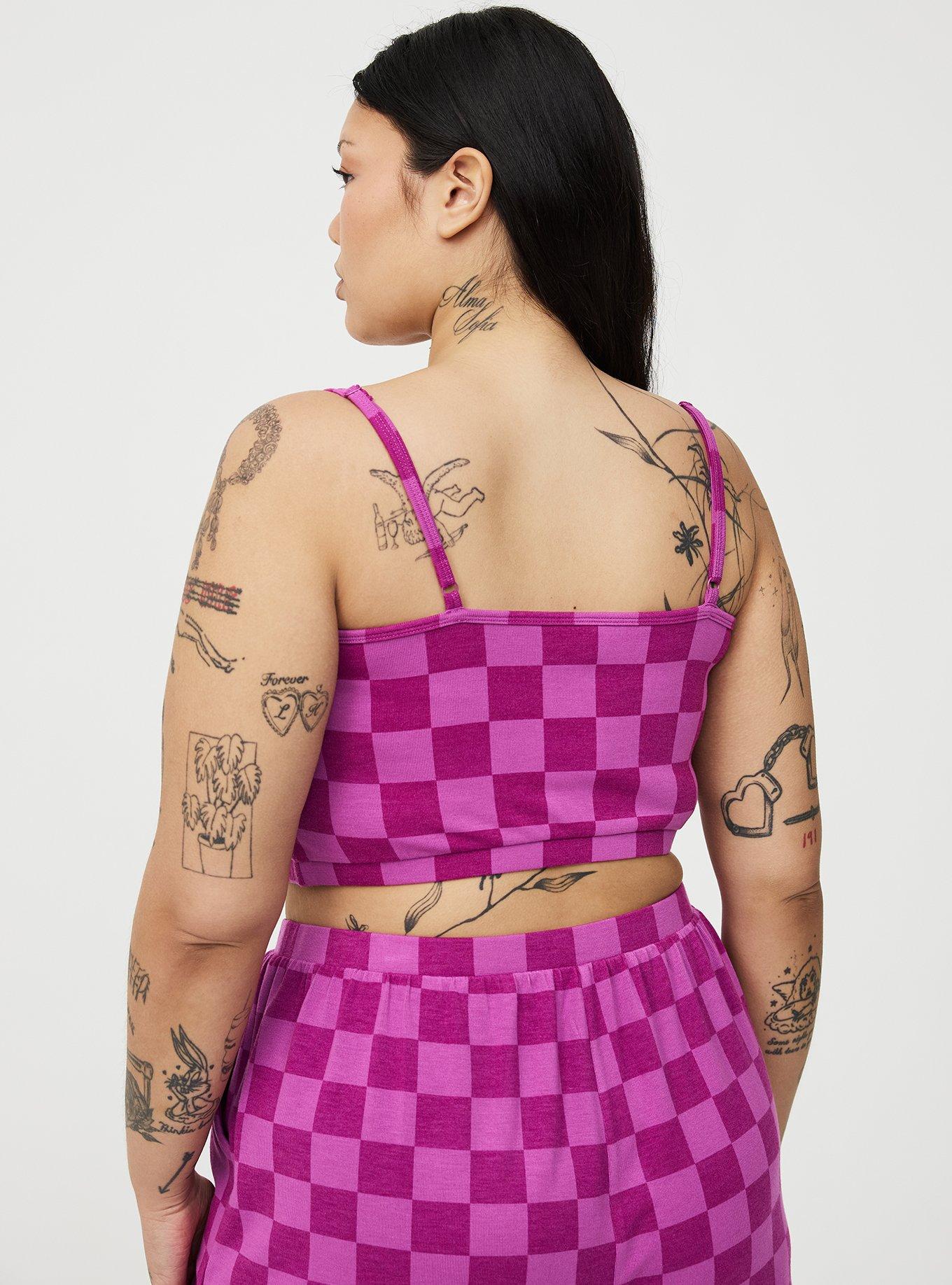 Terry Crop Lounge Cami, SUNNY CHECK PURPLE, alternate