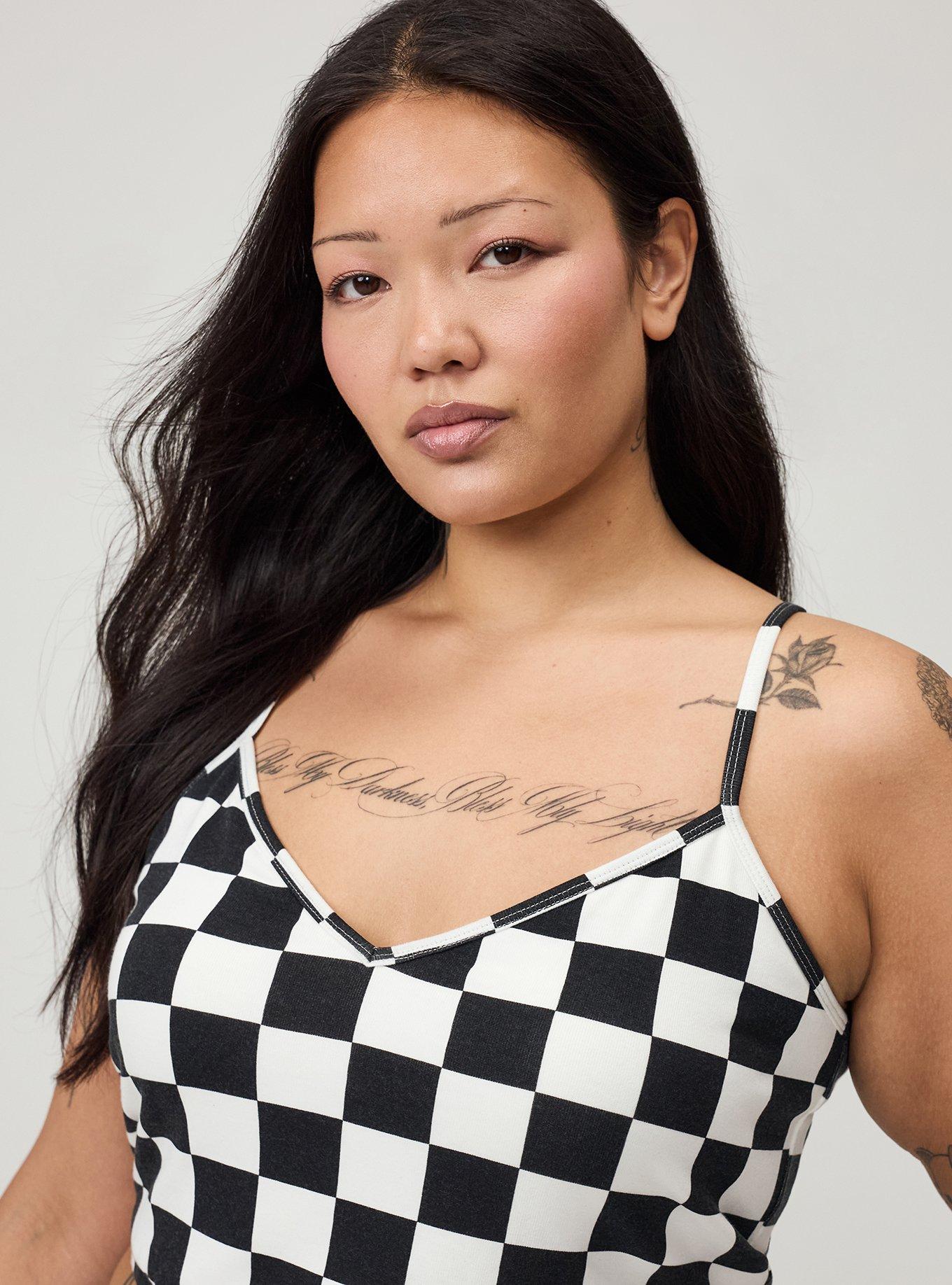 Terry Ultra Crop Lounge Cami, DISTRESS CHECK WHITE, alternate
