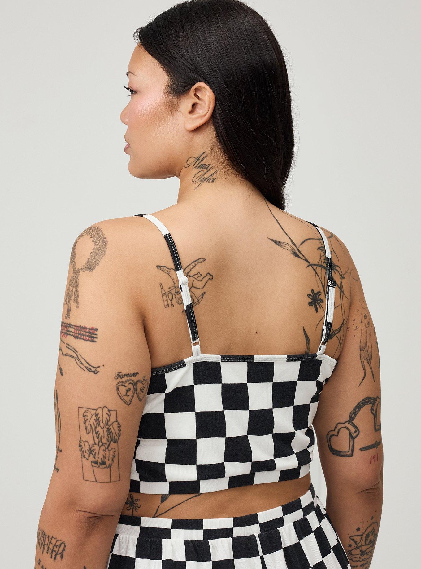 Terry Ultra Crop Lounge Cami, DISTRESS CHECK WHITE, alternate