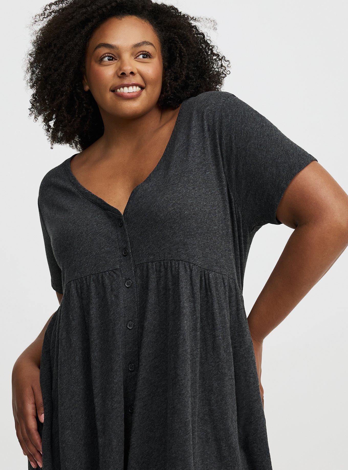 Cotton Button-Down Lounge Dress