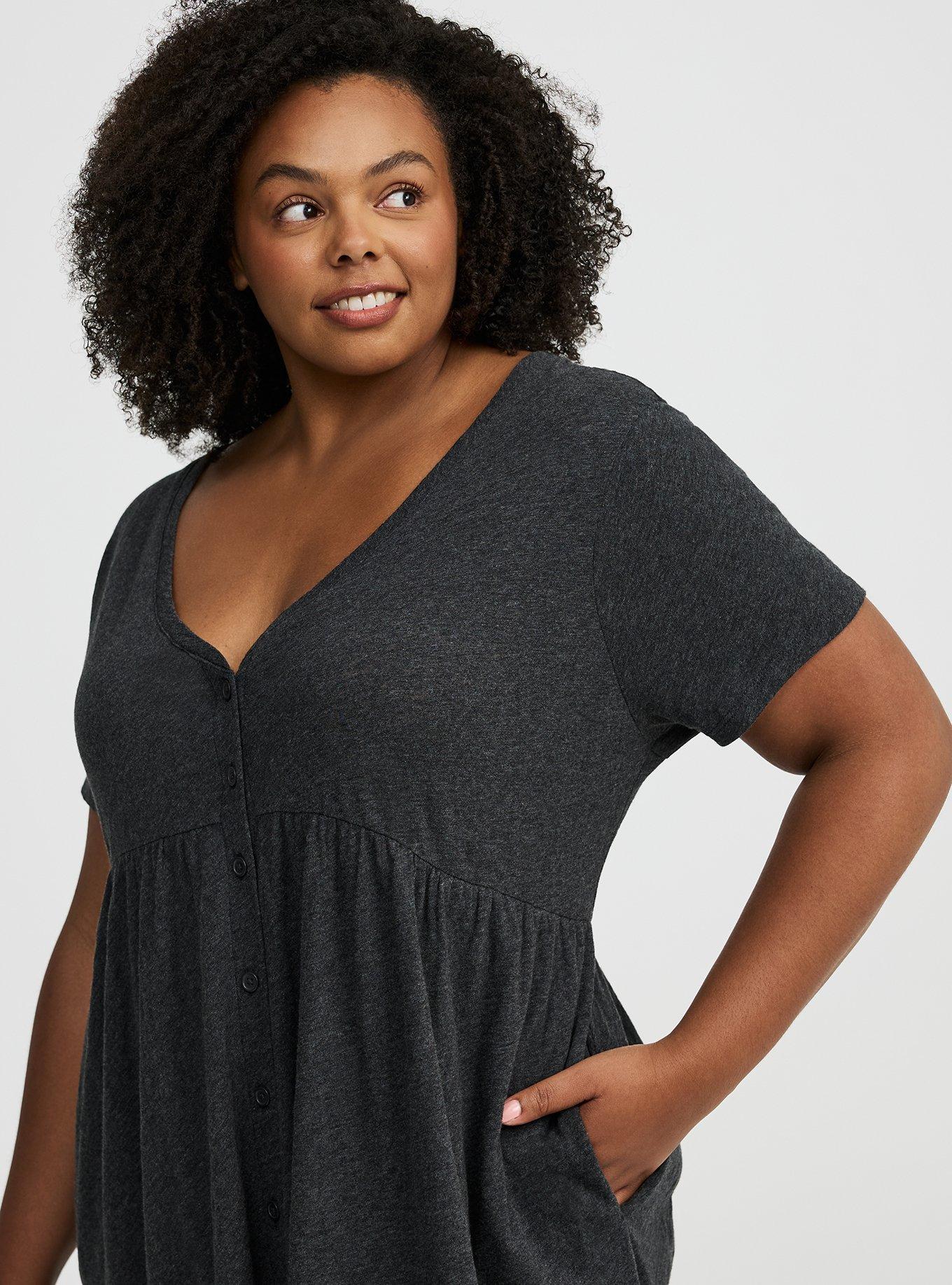 Cotton Button-Down Lounge Dress