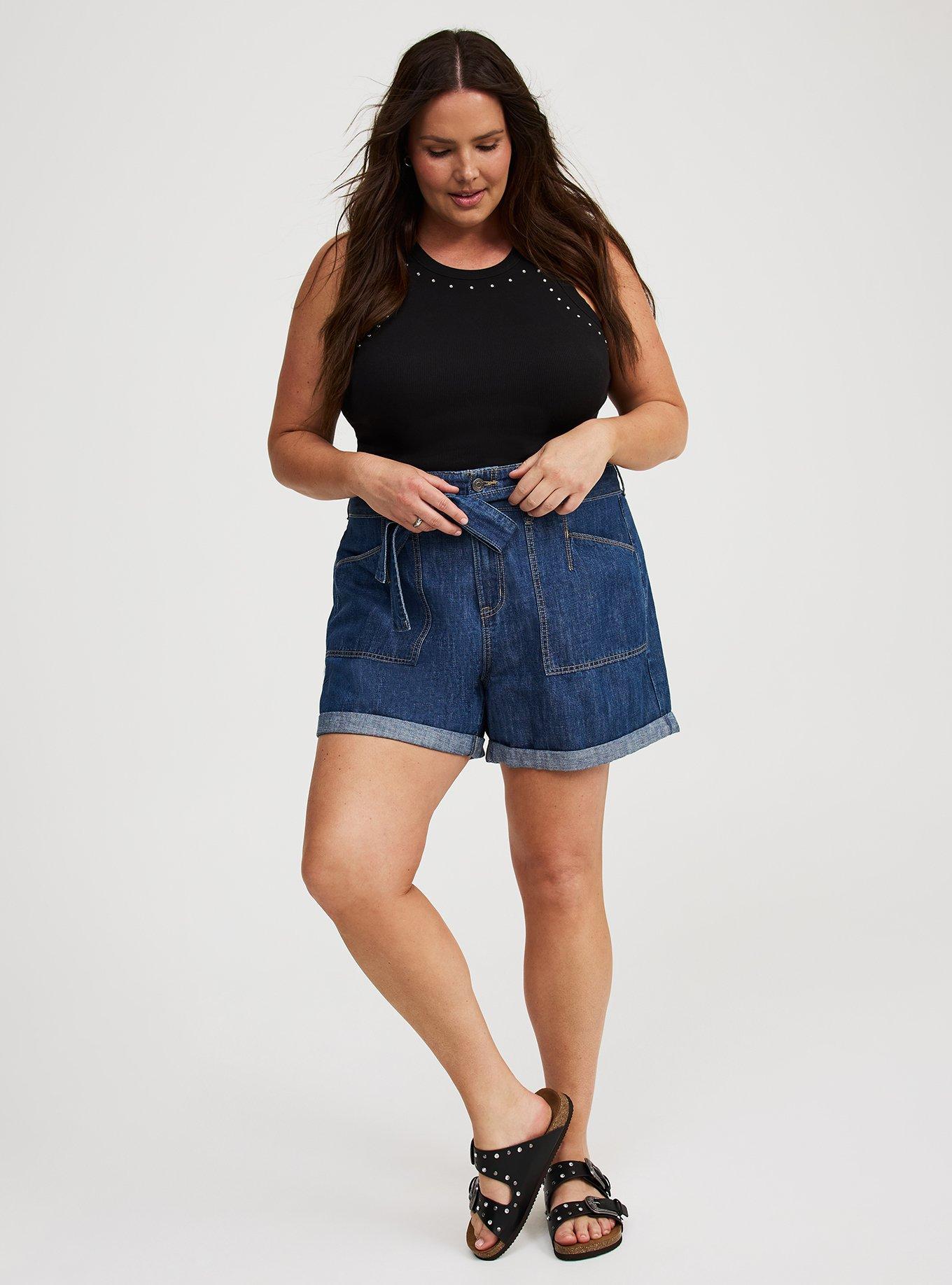 Embellished Rib High-Neck Tank