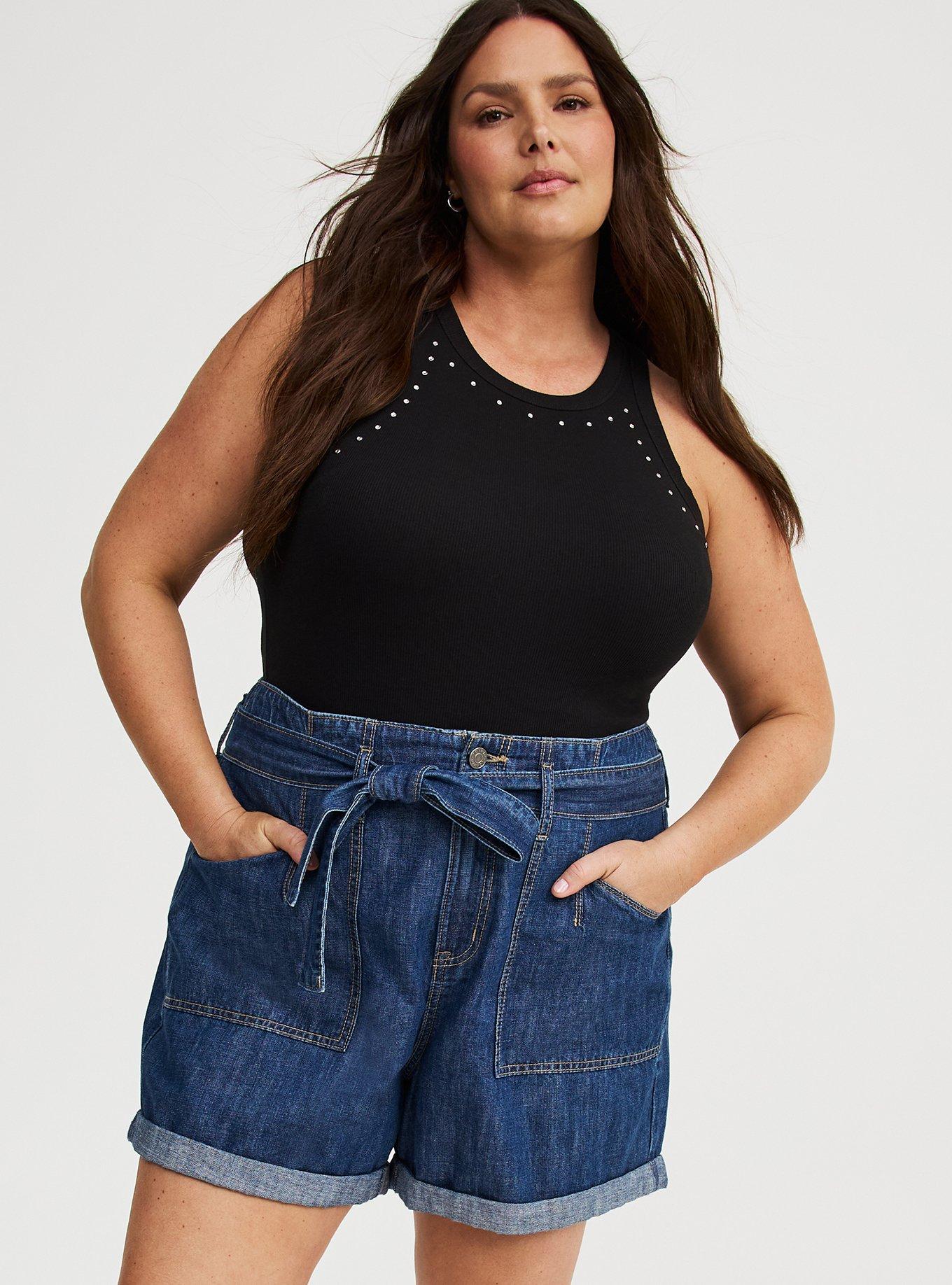 Embellished Rib High-Neck Tank