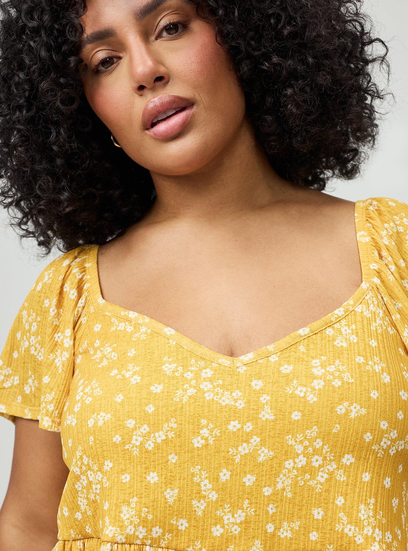 Flutter Sleeve Babydoll Top, CLASSIC DITSY FLORAL YELLOW, alternate