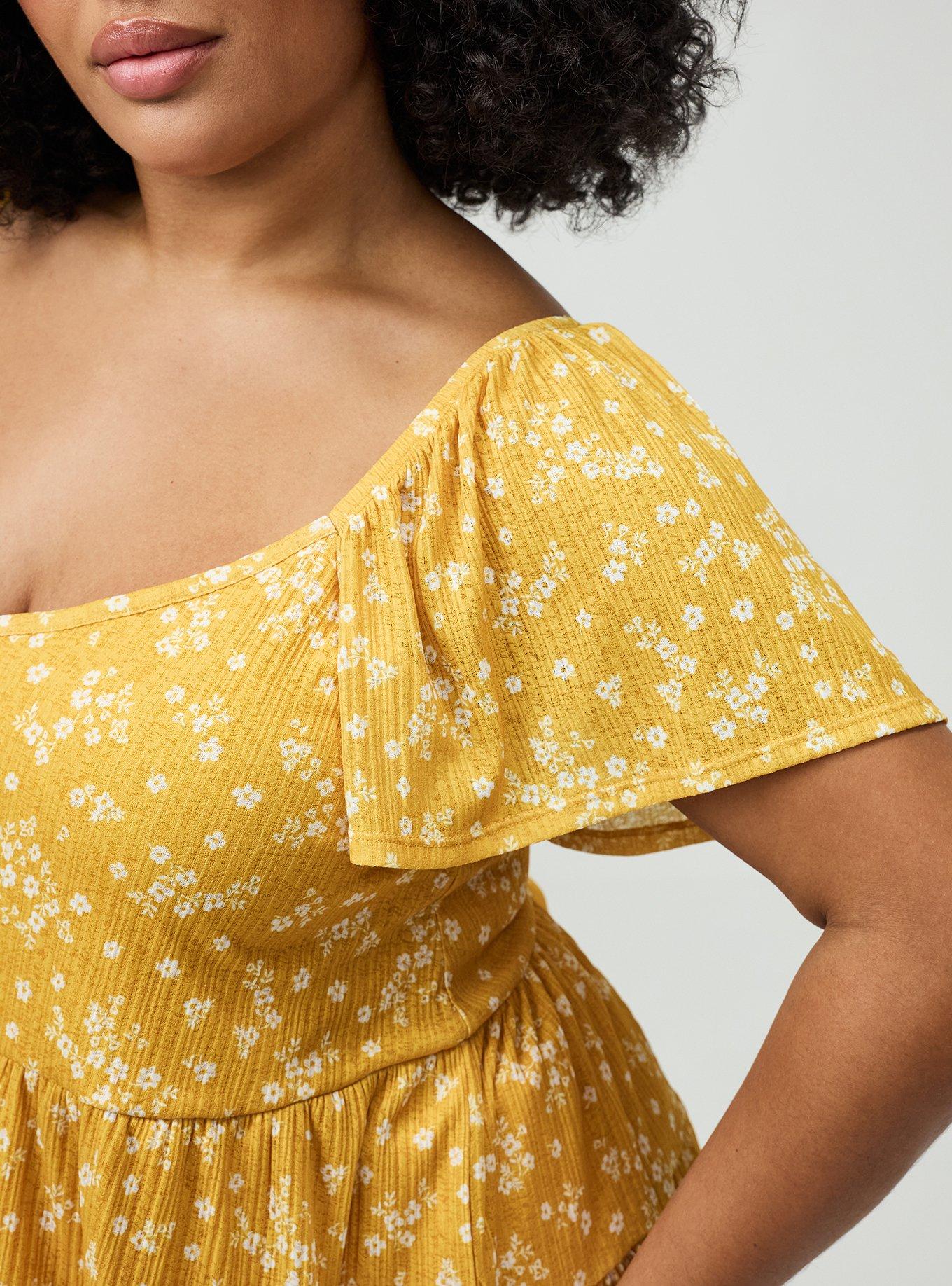 Flutter Sleeve Babydoll Top, CLASSIC DITSY FLORAL YELLOW, alternate