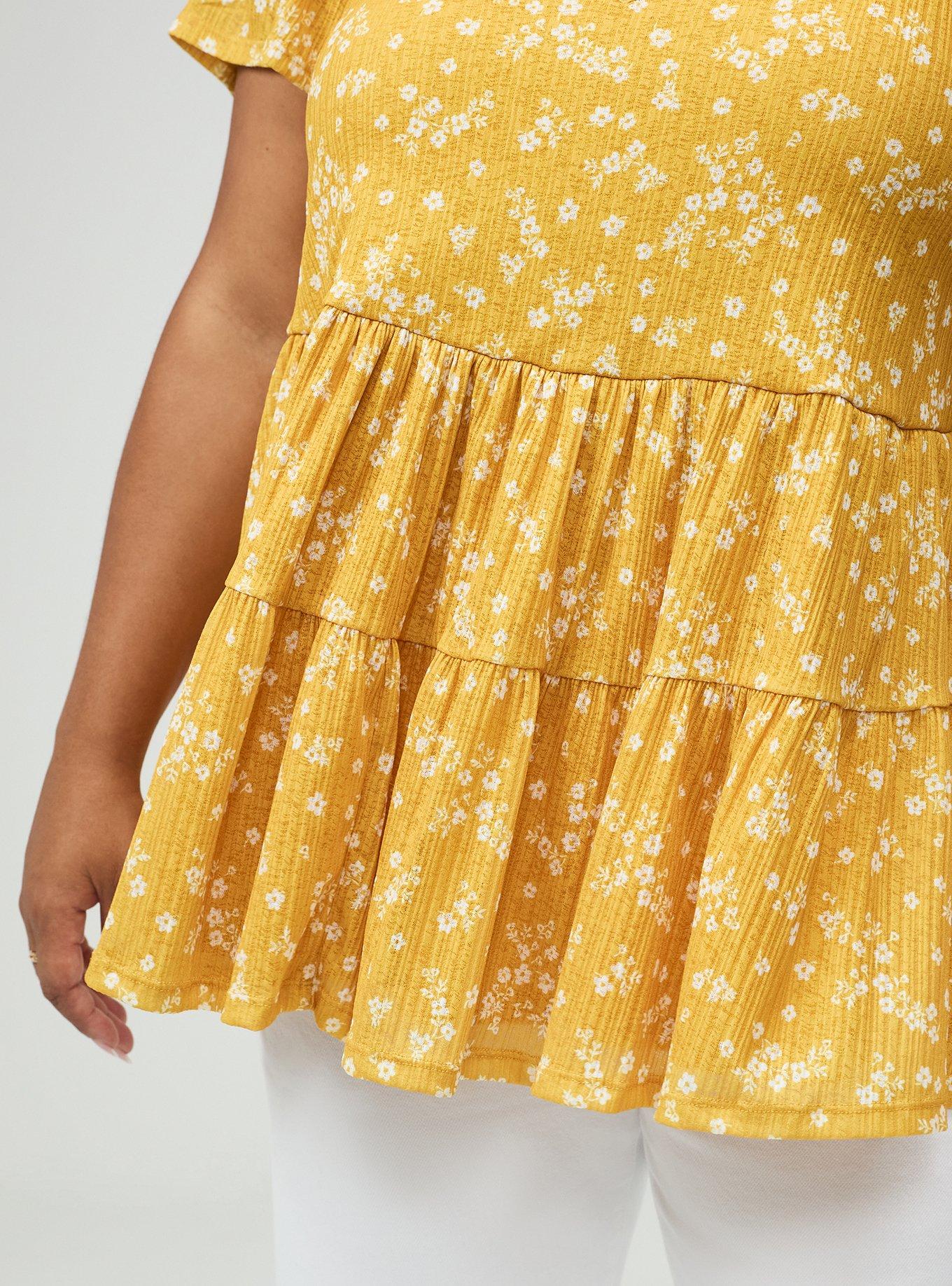 Flutter Sleeve Babydoll Top, CLASSIC DITSY FLORAL YELLOW, alternate