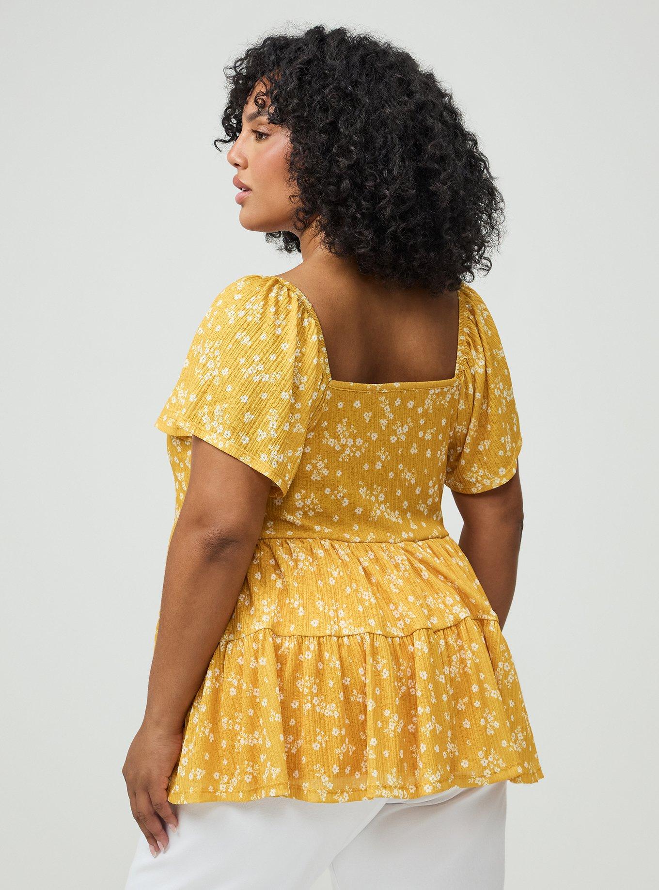 Flutter Sleeve Babydoll Top, CLASSIC DITSY FLORAL YELLOW, alternate